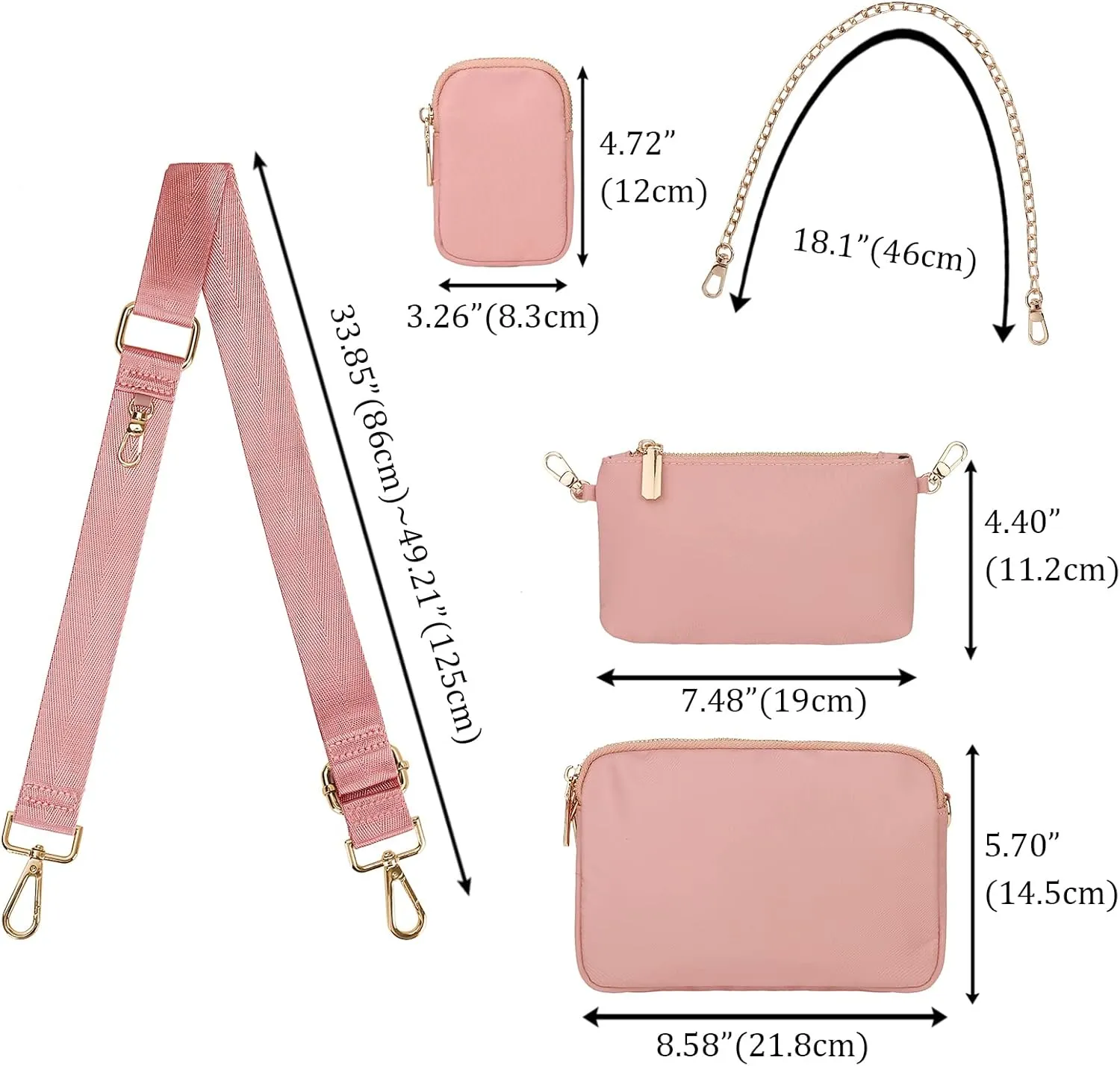 Uromee Crossbody Bags for Women Fashion Shoulder Purse Fanny Pack Travel Hiking Detachable Pouch Adjustable Strap