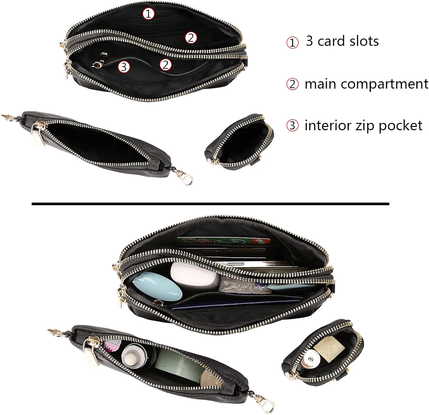 Uromee Crossbody Bags for Women Fashion Shoulder Purse Fanny Pack Travel Hiking Detachable Pouch Adjustable Strap