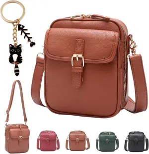 Urvashi Crossbody Leather Bag for Women, 10 Card Slot Upgraded Vintage Anti Theft Purse, Built in Wallet