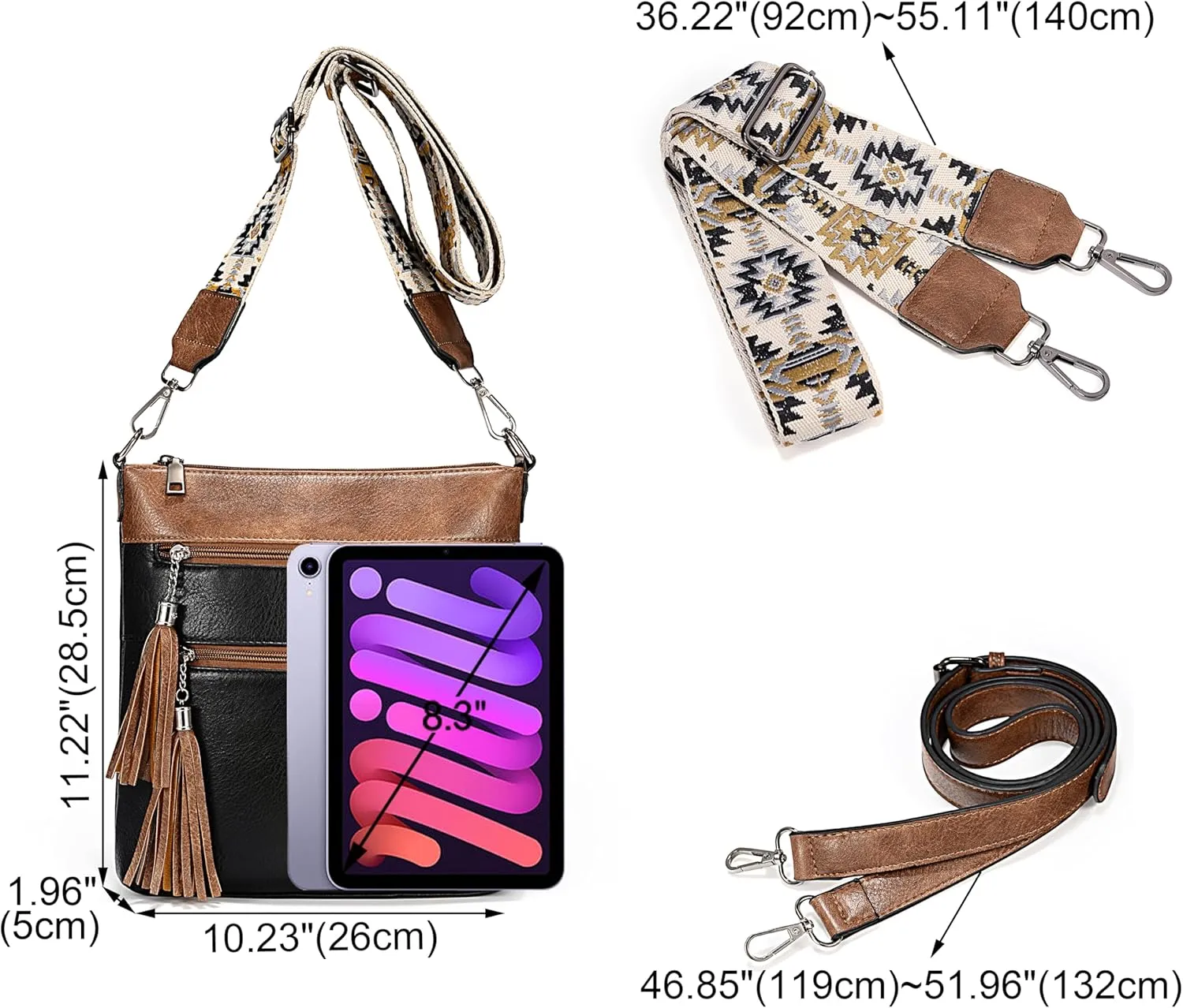 UTO Crossbody Bags for Women Trendy Leather Designer Cell Phone Multi Pocket Cross Body Purses Shoulder Handbag Ladies