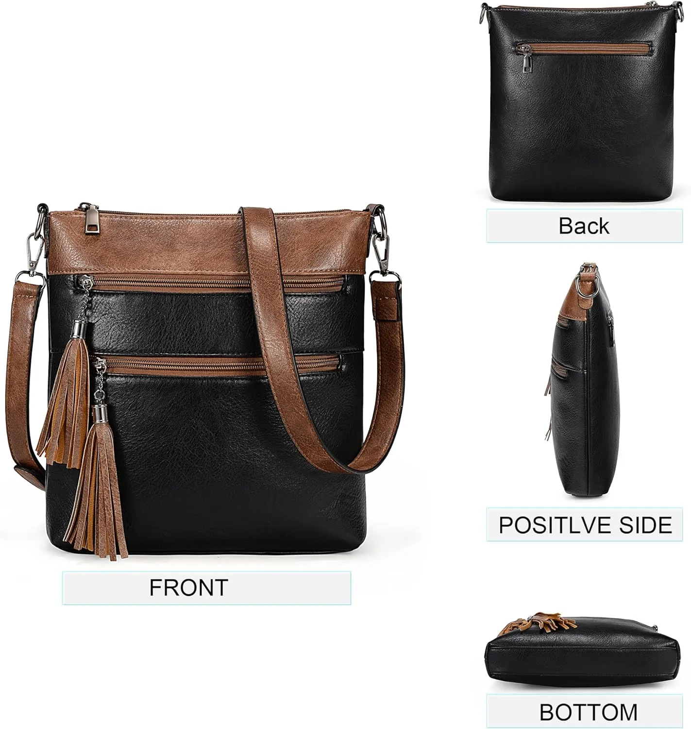 UTO Crossbody Bags for Women Trendy Leather Designer Cell Phone Multi Pocket Cross Body Purses Shoulder Handbag Ladies