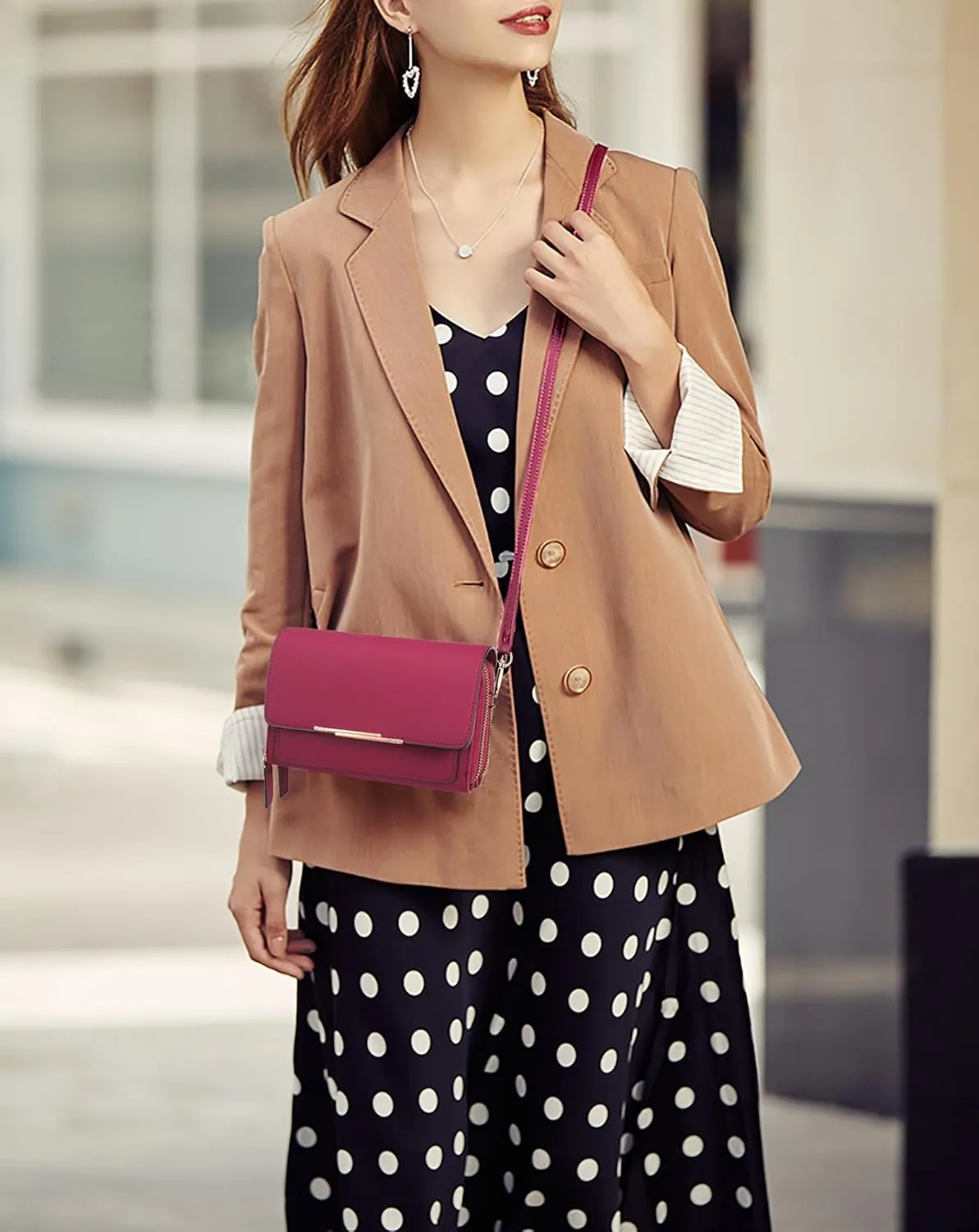 UTO Small Crossbody Shoulder Bag for Women Cellphone Bags Card Holder Wallet with Wristlet Purse and Handbags
