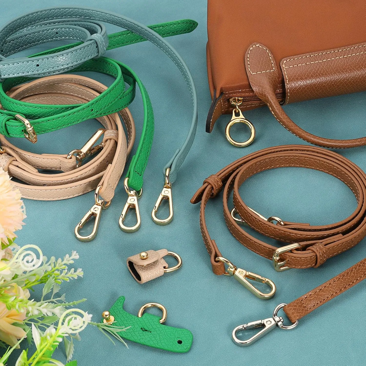 uxcell Leather Bag Strap Replacement Adjustable Crossbody Bag Straps Conversion for Shoulder Bag Handbag Purse, Apricot, Gold Buckle