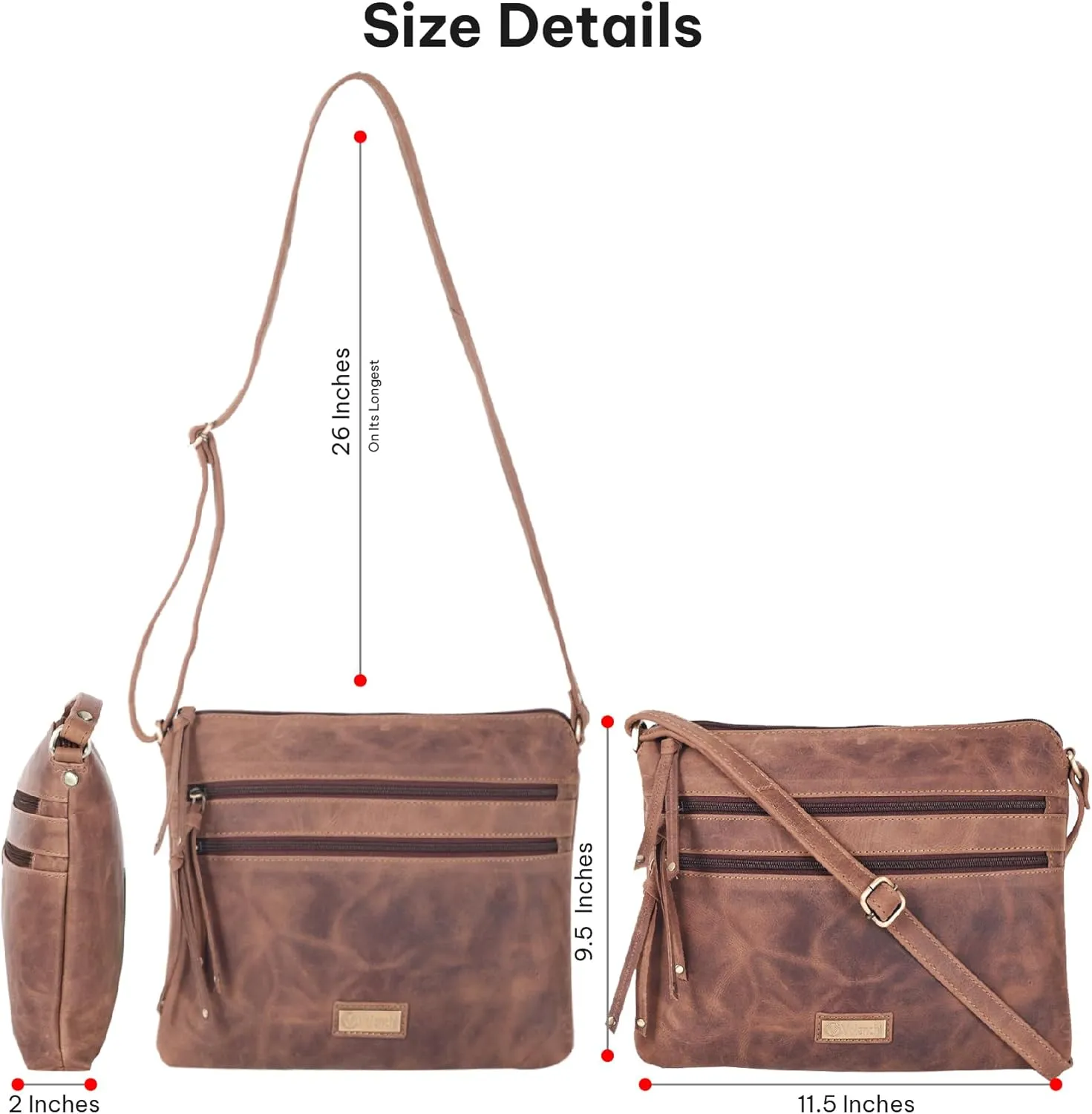 VALENCHI Women's Crossbody Handbags - Premium Leather Bags for Women - Everyday Purse with Adjustable Strap - Ladies Bag