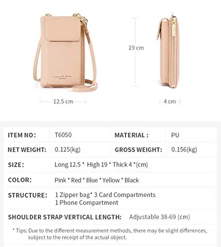 Valentoria Small Crossbody Bag Cell Phone Purse Wallet Leather Card Slot Clutch for Women