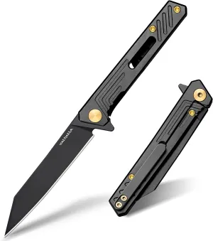 VALHALLA EDC Pocket Knife, 3'' D2 Steel Folding Knife, Slim Survival Knife with Clip, Pocket Knife For Men, Frame Lock, Gift For Men Women