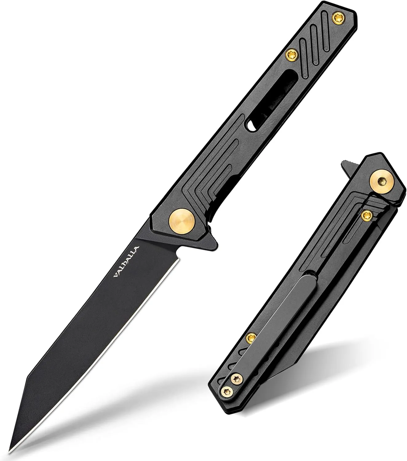 VALHALLA EDC Pocket Knife, 3'' D2 Steel Folding Knife, Slim Survival Knife with Clip, Pocket Knife For Men, Frame Lock, Gift For Men Women