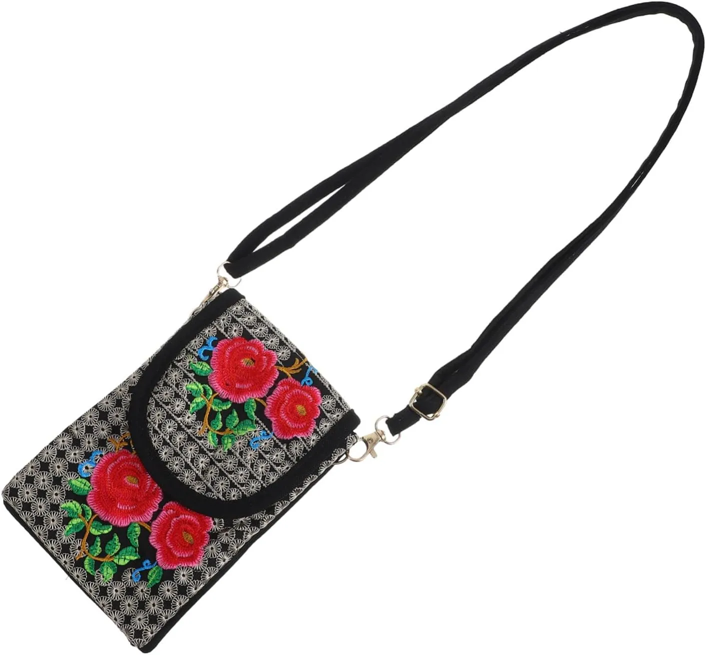 VALICLUD Embroidery Flowers Bag Crossbody Bag Flap Small Purse for Women Traditional Design for Occasions