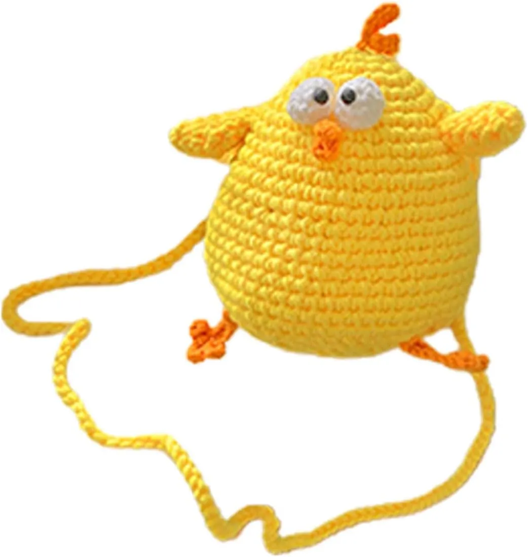 VALICLUD Girls Purse Boys and Girls Cartoon Egg Bun Bag Mini Crossbody Purse Woven Shoulder Bag Handmade Crochet Coin Pouch
