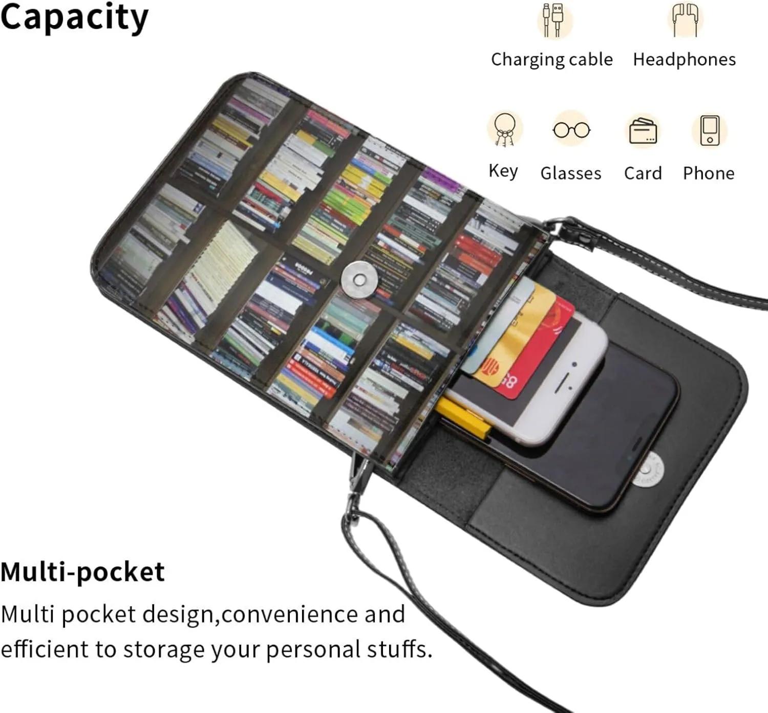 Vampire Teeth Lips Cell Phone Purse Small Crossbody Bags For Women Men Wallet Purses With Adjustable Strap
