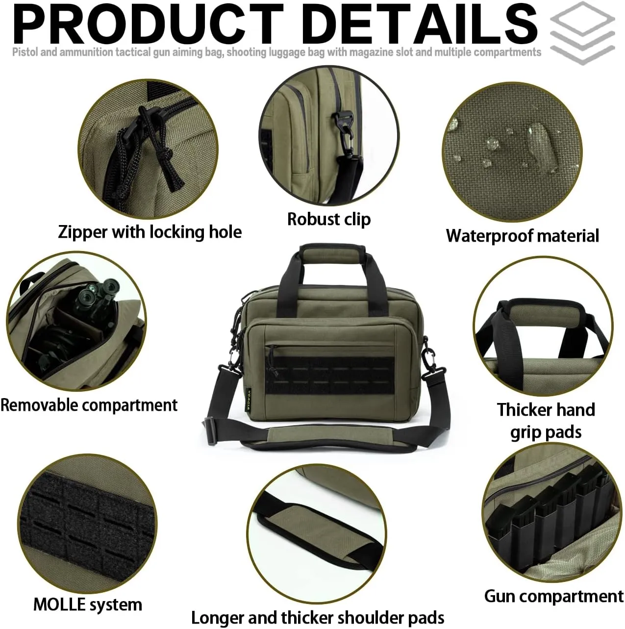 VEAGIA Range Bag,Pistol Case,Gun Range Bags For Handguns And Ammo Pouch 2 Pistols Soft Carrying Shooting Bag