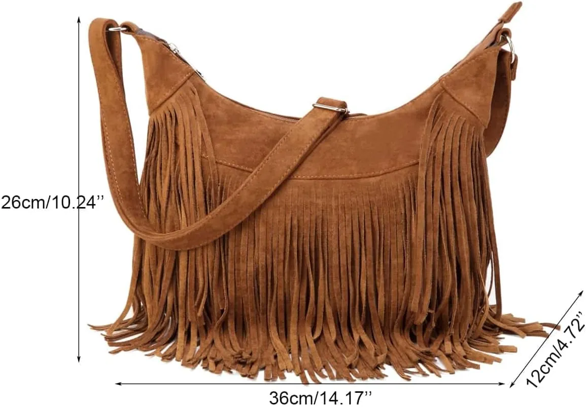 Verdusa Women's Fringe Western Bags Boho Shoulder Bag Tassel Tote Bag