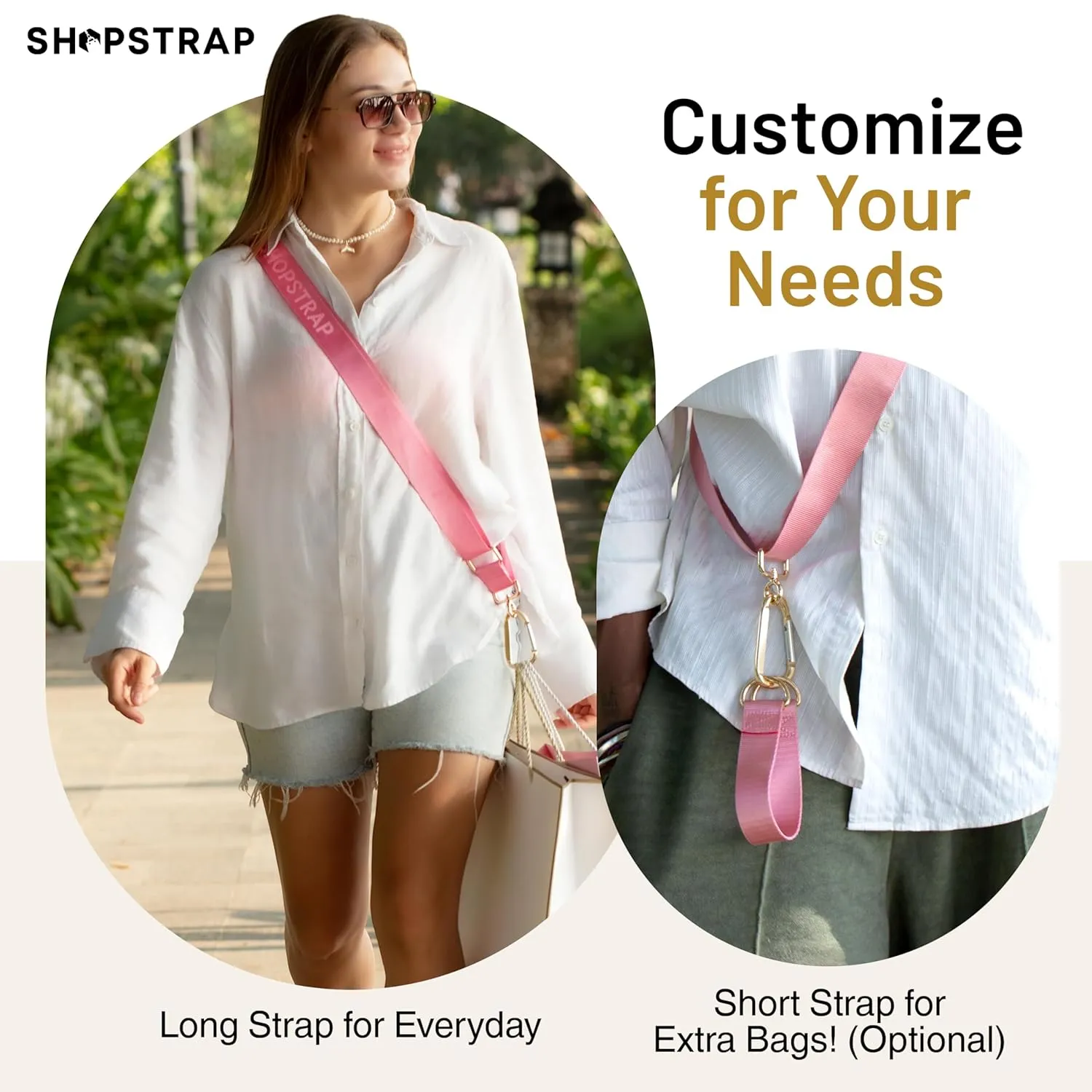 Versatile Hands-Free Shopping Bag Crossbody Strap – Grocery Bag Holder, Water Bottle Carrier, Plastic Bag Strap, Handsfree Dog Leash Alternative & Gym Use Accessory