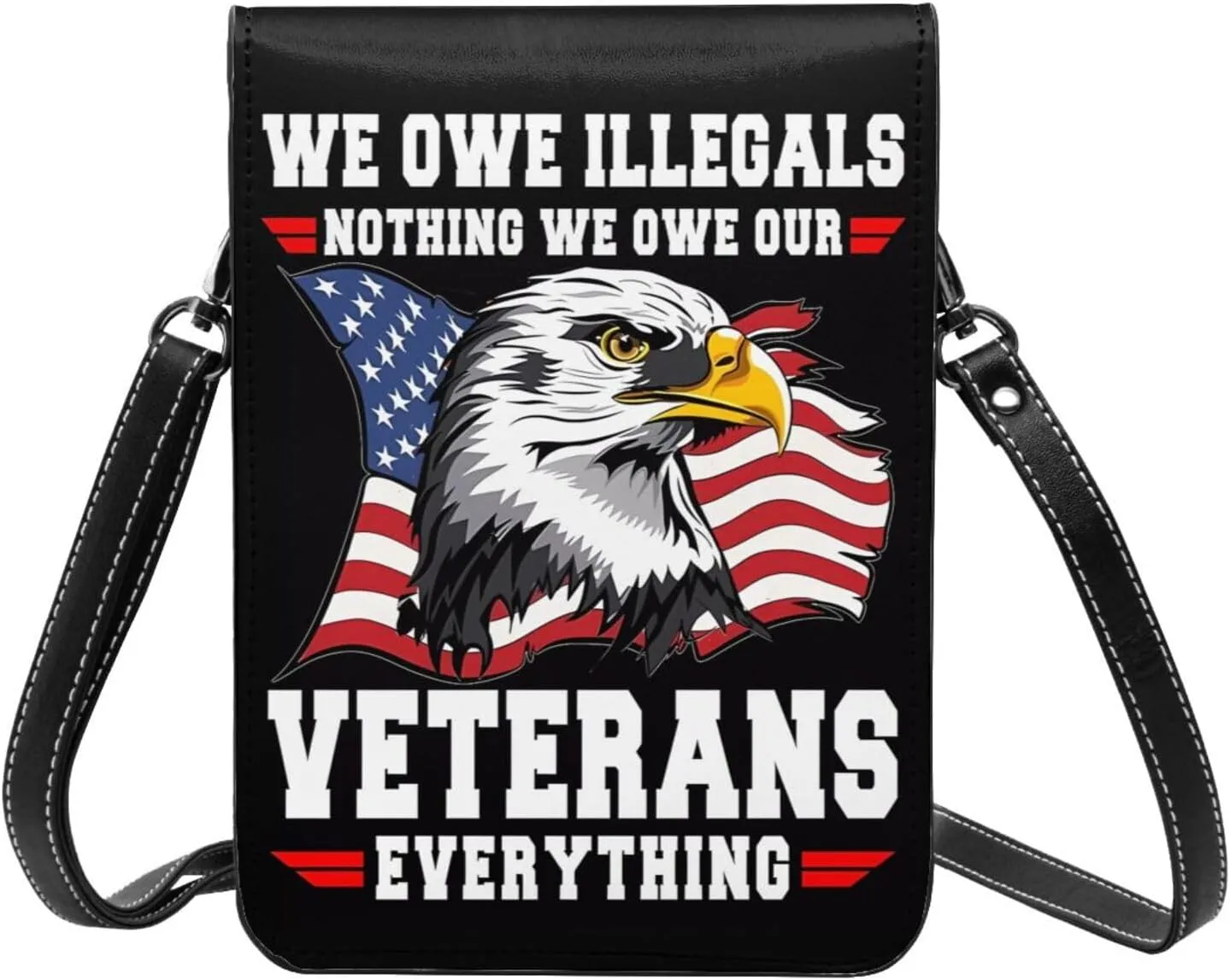 Veterans Day and Eagle USA Flag Cell Phone Purse Small Crossbody Bag For Women Men Wallet Purse With Adjustable Strap