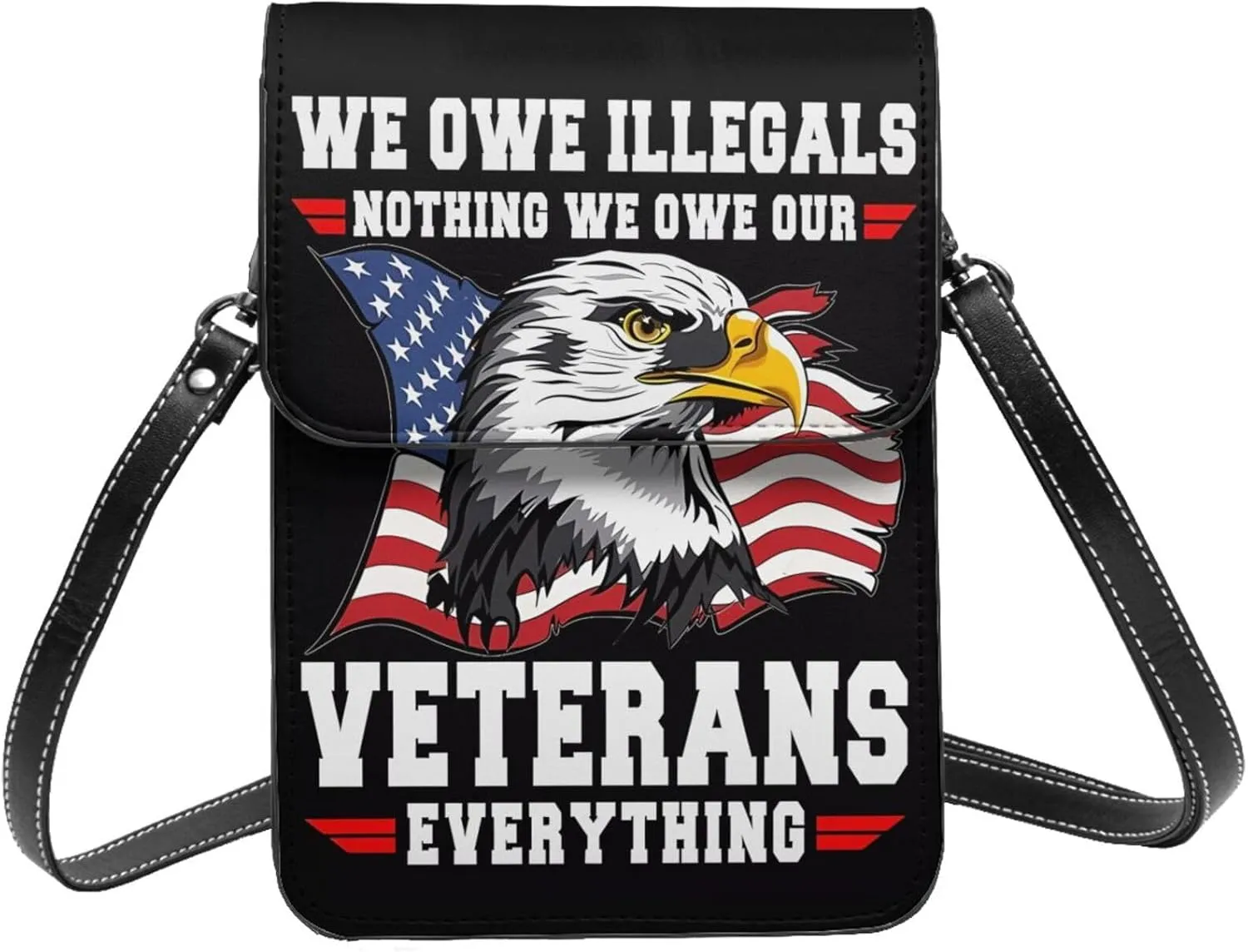 Veterans Day and Eagle USA Flag Cell Phone Purse Small Crossbody Bag For Women Men Wallet Purse With Adjustable Strap