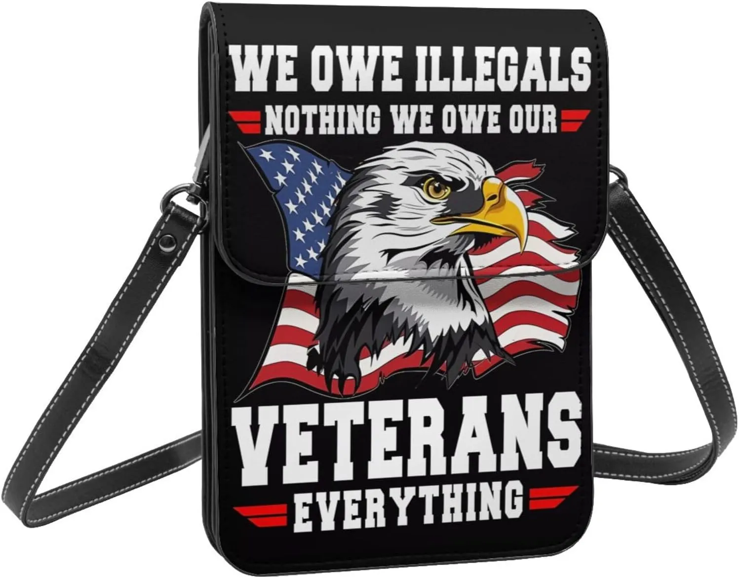 Veterans Day and Eagle USA Flag Cell Phone Purse Small Crossbody Bag For Women Men Wallet Purse With Adjustable Strap