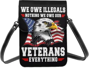 Veterans Day and Eagle USA Flag Cell Phone Purse Small Crossbody Bag For Women Men Wallet Purse With Adjustable Strap