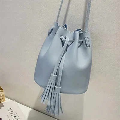 Vintage Small Women Tassel Bucket Bag For Luxury Handbags Women Shoulder Bags Designer Girls Drawstring Messenger Crossbody Bag