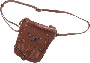 Vintage Steampunk PU Waist Bag with Adjustable Belt Multi Functional Fanny Pack for Outdoor Sports Travel Crossbody Design for Phone Wallet Keys Unique Retro Style