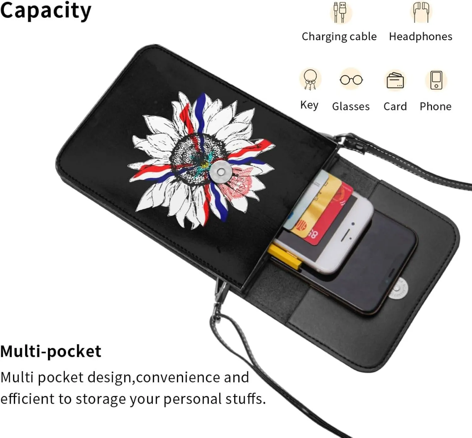 Vintage Sunflower Finnish Finland Flag Small Crossbody Purse Cell Phone Bag for Women