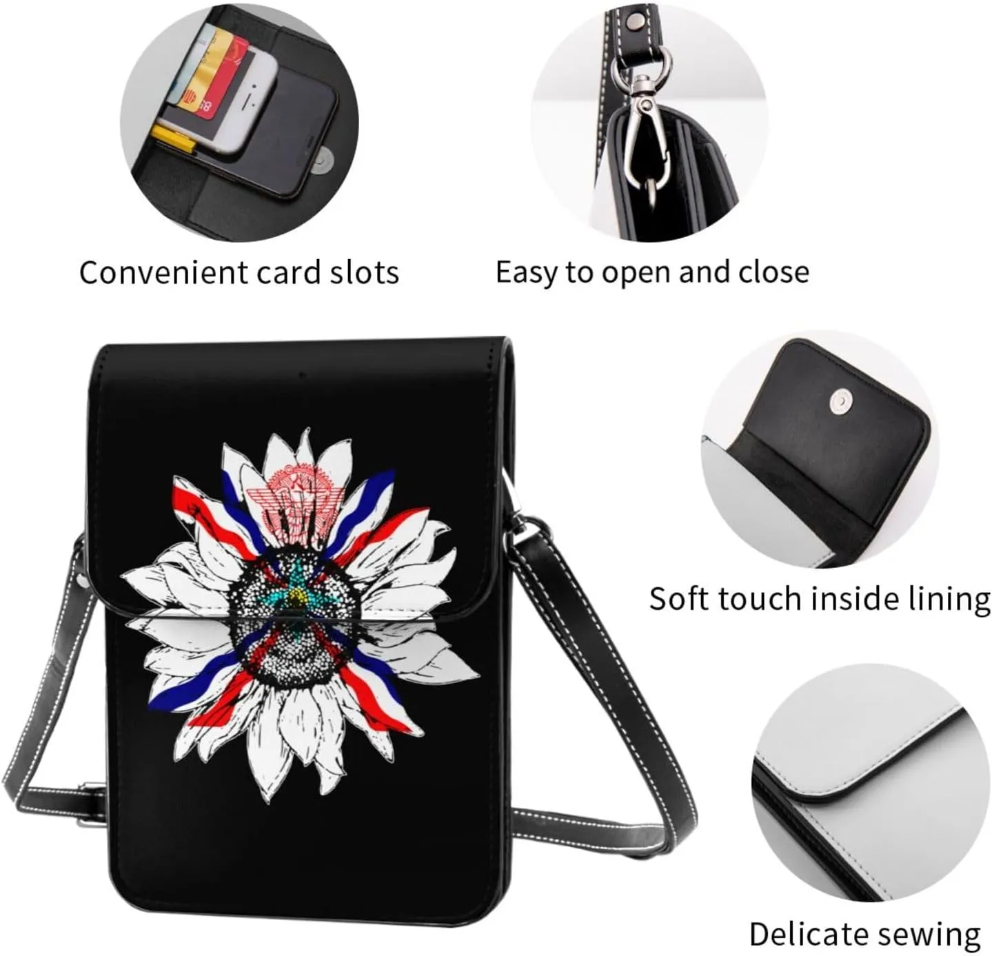 Vintage Sunflower Finnish Finland Flag Small Crossbody Purse Cell Phone Bag for Women