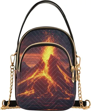Volcanic Eruption Women Trendy Quilted Crossbody Bag Sling Bags Handbags with Chain Strap Travel Cross Body Cell Phone Purses Bags