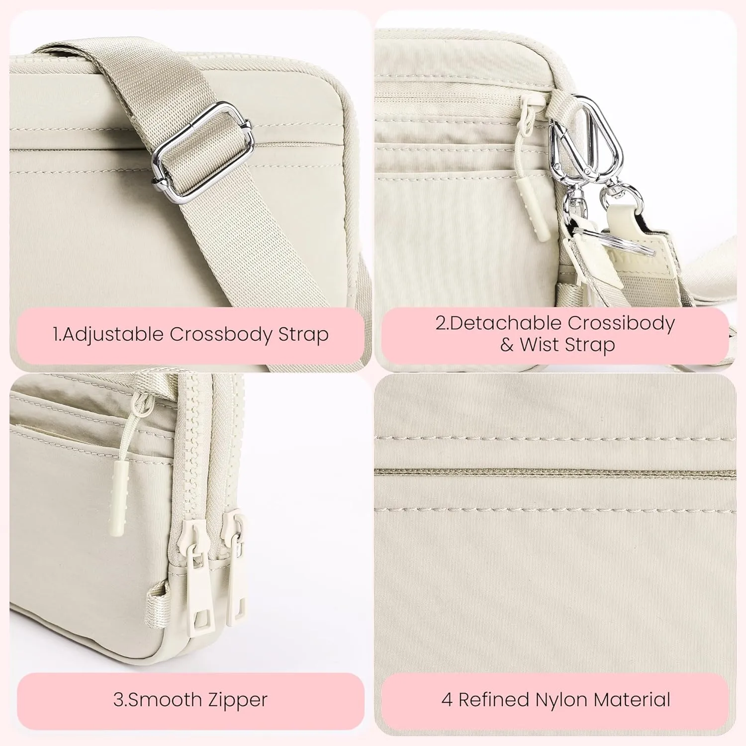 VONAL Wristlet Wallets for Women, RFID Wristlet Purse Built in Wallet, Small Nylon Crossbody Bags, Credit Card Holder