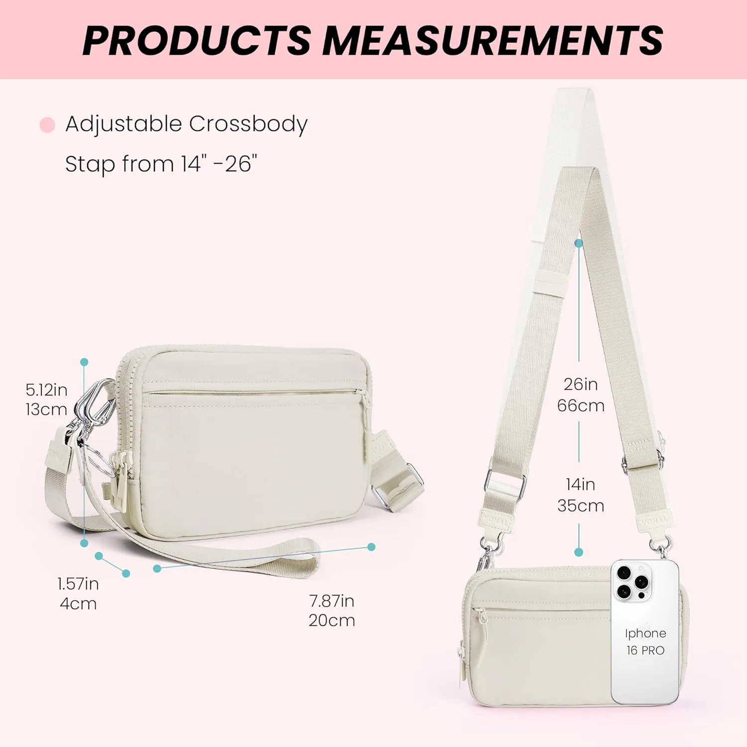 VONAL Wristlet Wallets for Women, RFID Wristlet Purse Built in Wallet, Small Nylon Crossbody Bags, Credit Card Holder