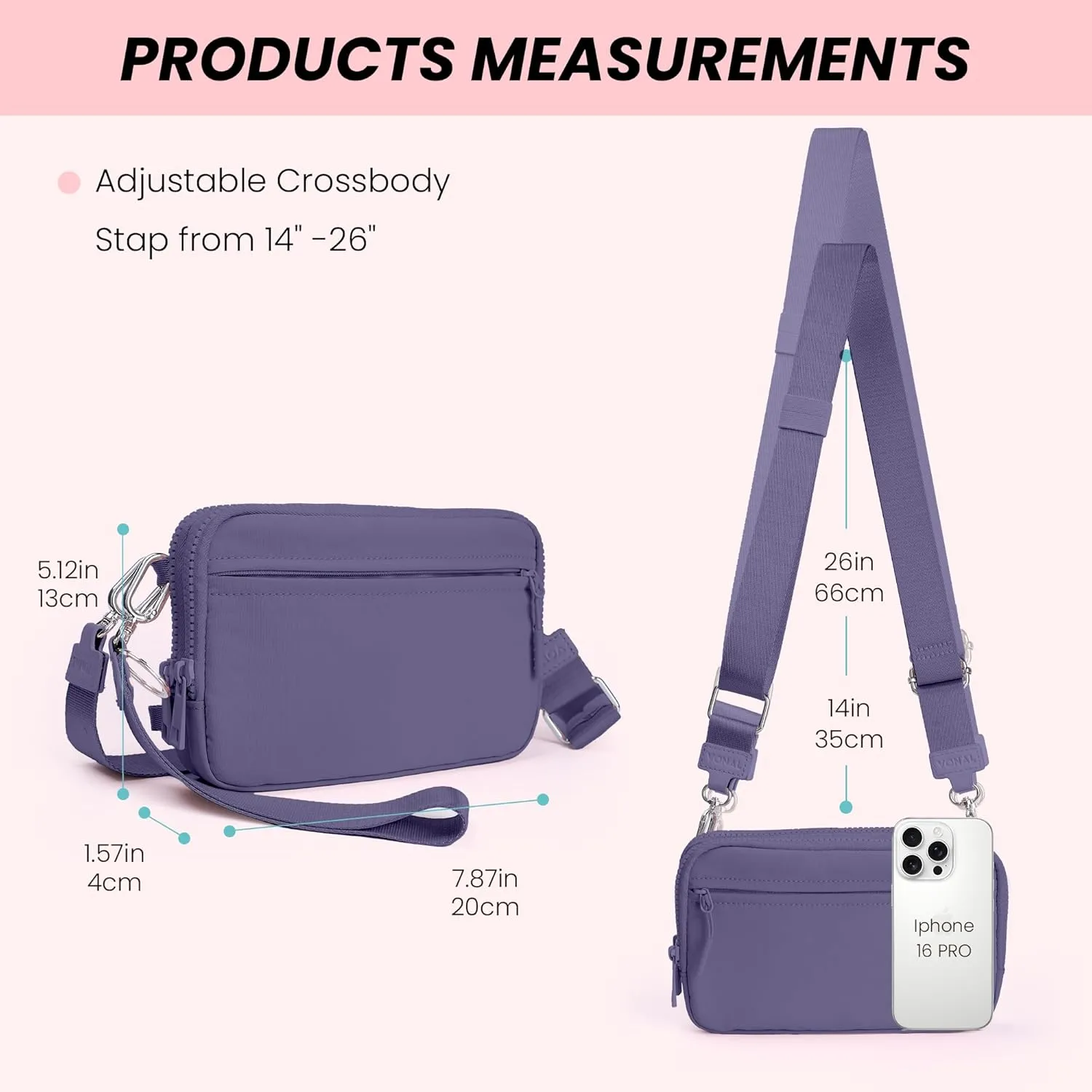 VONAL Wristlet Wallets for Women, RFID Wristlet Purse Built in Wallet, Small Nylon Crossbody Bags, Credit Card Holder