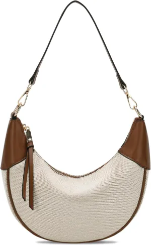 VX VONXURY Shoulder Bag for Women,Medium Canvas Crescent Crossbody Saddle Purse with Zipper Closure,Fashion Underarm Handbag