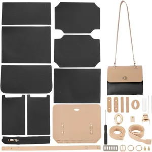 WADORN DIY Purse Making Kit, Handmade Crossbody Shoulder Bag Making Accessories Stitching Bag Making All Materials DIY Handicraft Bag Gifts for Women, Black(8.66x2.36x7.87 Inch)