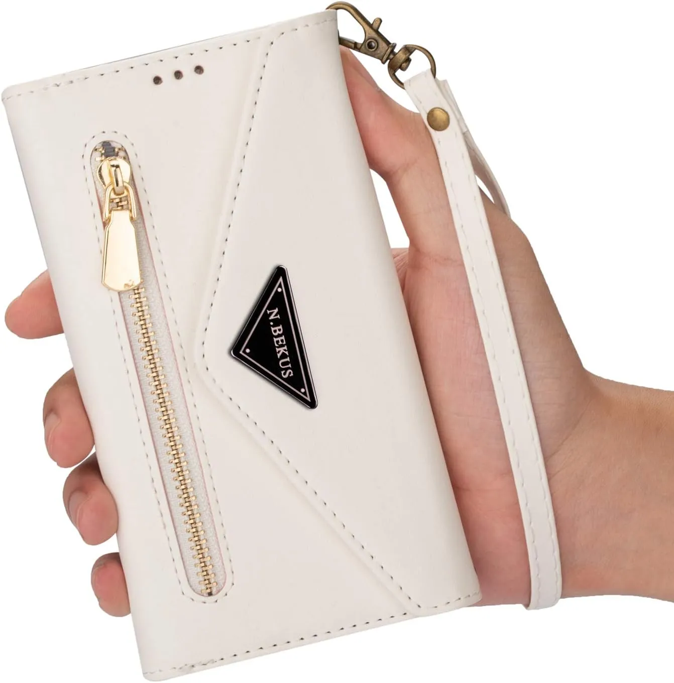 Wallet Case for Samsung Galaxy Note 20 with Crossbody Neck Strap, PU Leather Handbag with ID Credit Card Holder & Kickstand Stand Shoulder Strap Cover Case for Galaxy Note 20 XK White