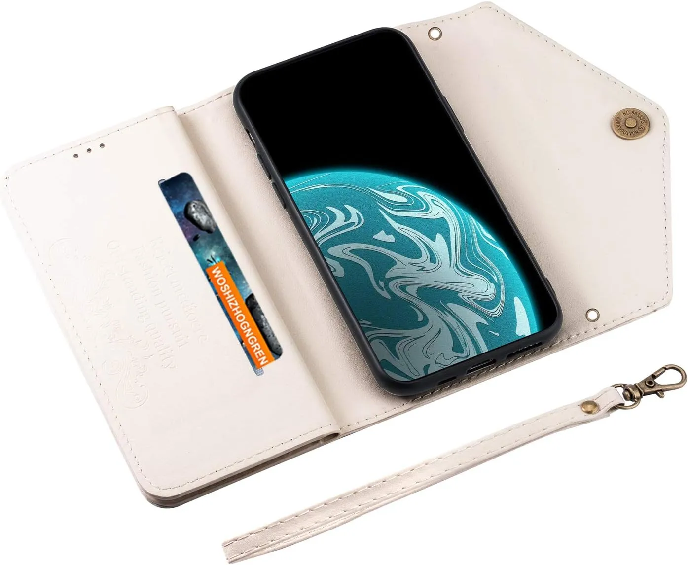 Wallet Case for Samsung Galaxy Note 20 with Crossbody Neck Strap, PU Leather Handbag with ID Credit Card Holder & Kickstand Stand Shoulder Strap Cover Case for Galaxy Note 20 XK White