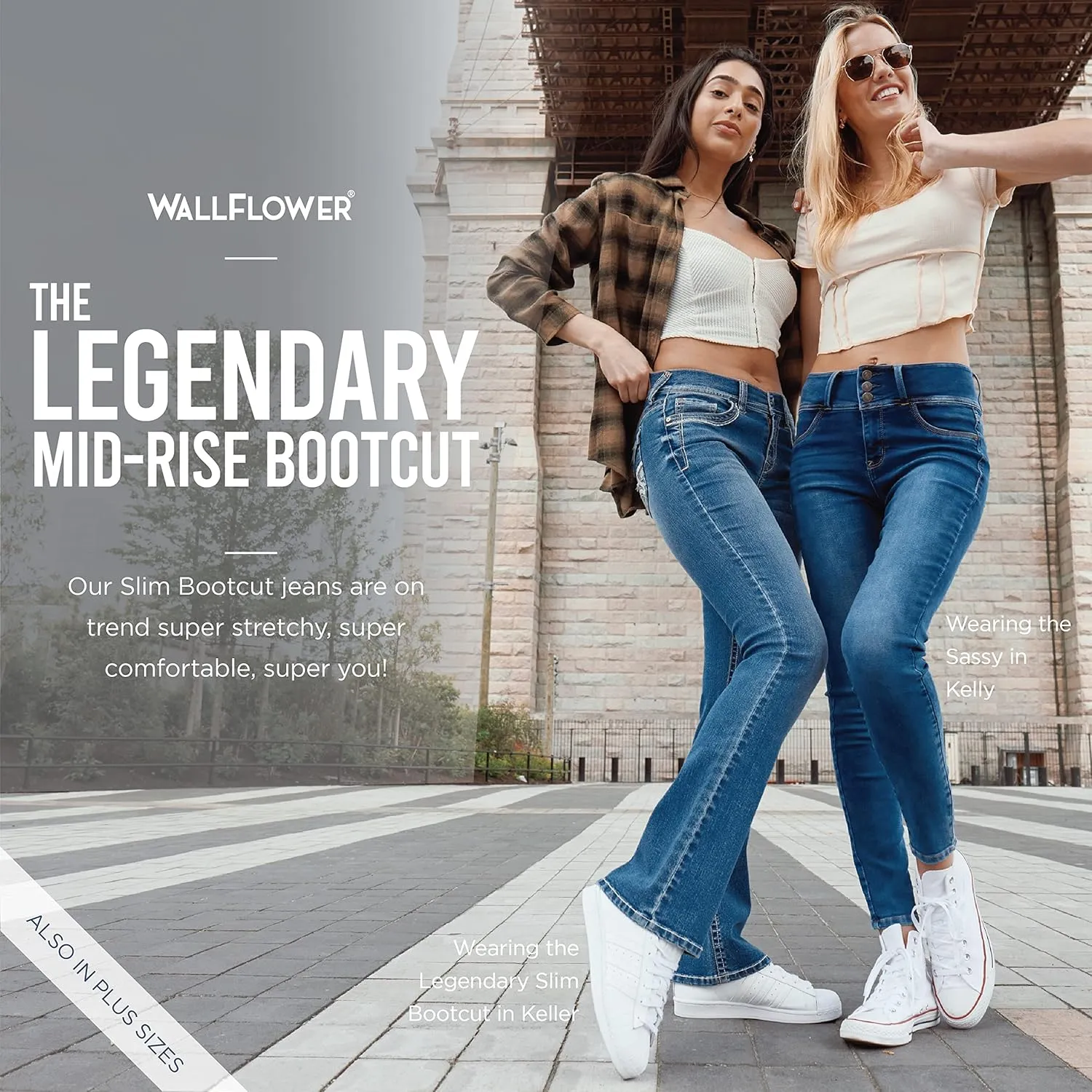 WallFlower Women's Legendary Bootcut Mid-Rise Insta Stretch Juniors Jeans (Standard and Plus)