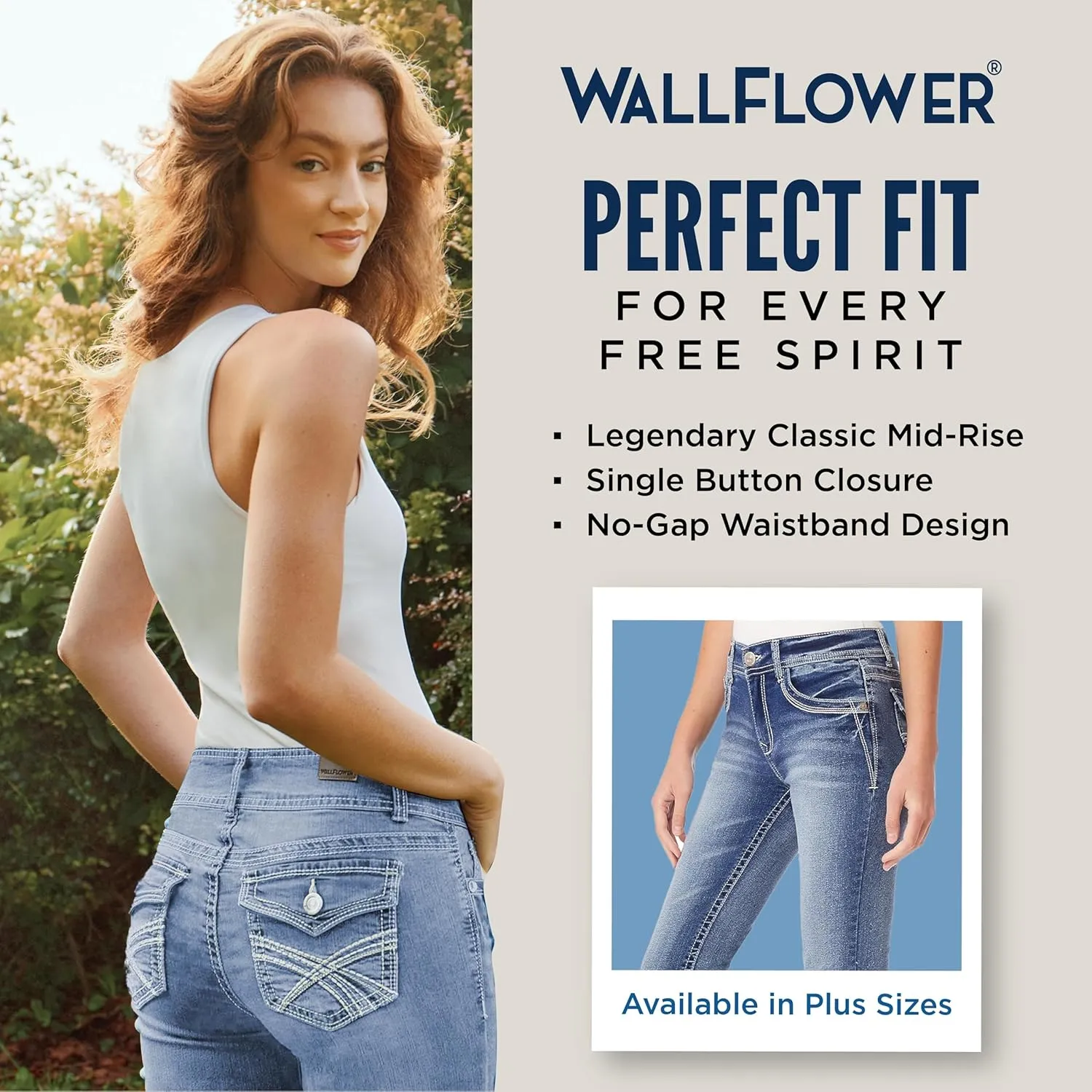 WallFlower Women's Legendary Bootcut Mid-Rise Insta Stretch Juniors Jeans (Standard and Plus)