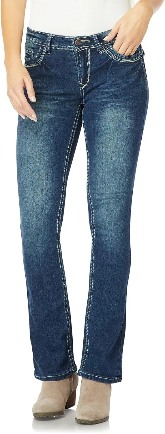 WallFlower Women's Legendary Bootcut Mid-Rise Insta Stretch Juniors Jeans (Standard and Plus)