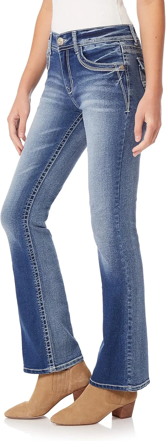 WallFlower Women's Legendary Bootcut Mid-Rise Insta Stretch Juniors Jeans (Standard and Plus)