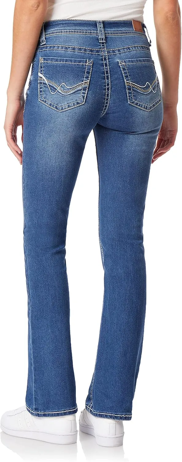 WallFlower Women's Legendary Bootcut Mid-Rise Insta Stretch Juniors Jeans (Standard and Plus)