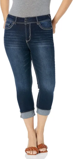 WallFlower Women's Luscious Curvy 23.5'' Crop Mid-Rise Insta Stretch Juniors (Standard and Plus)
