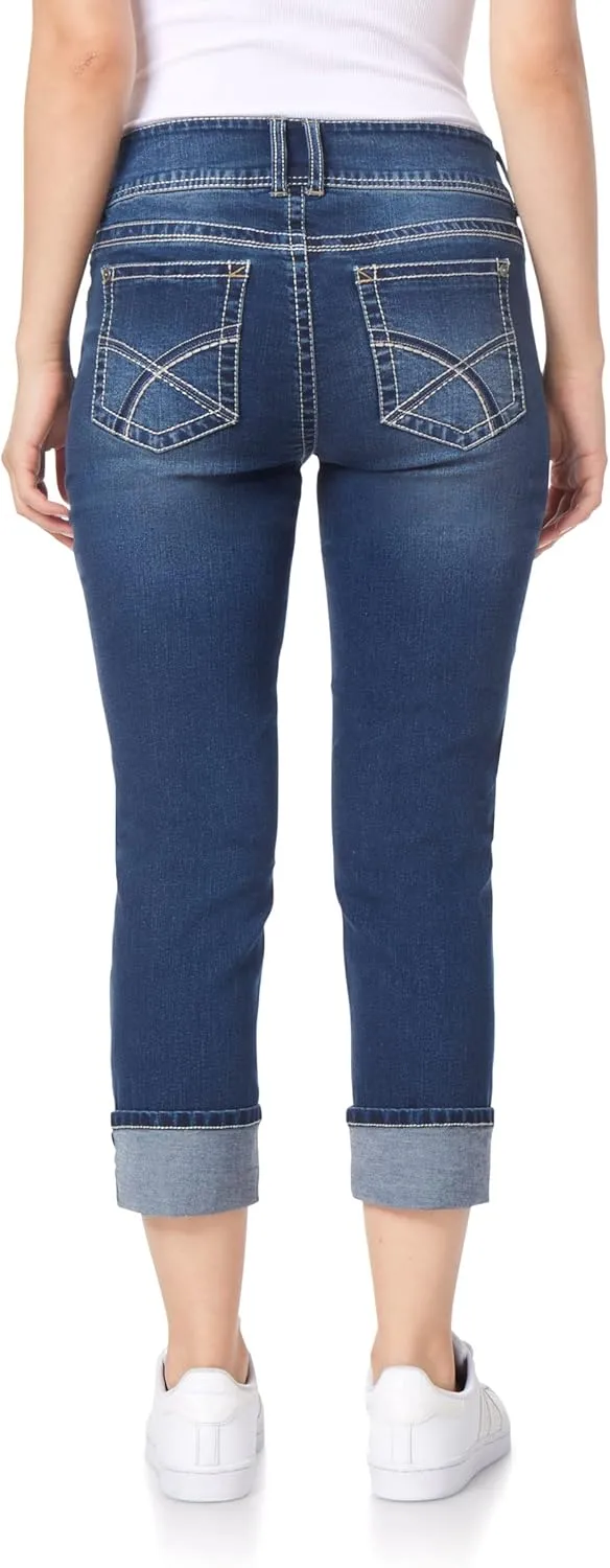 WallFlower Women's Luscious Curvy 23.5'' Crop Mid-Rise Insta Stretch Juniors (Standard and Plus)