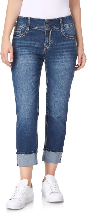 WallFlower Women's Luscious Curvy 23.5'' Crop Mid-Rise Insta Stretch Juniors (Standard and Plus)