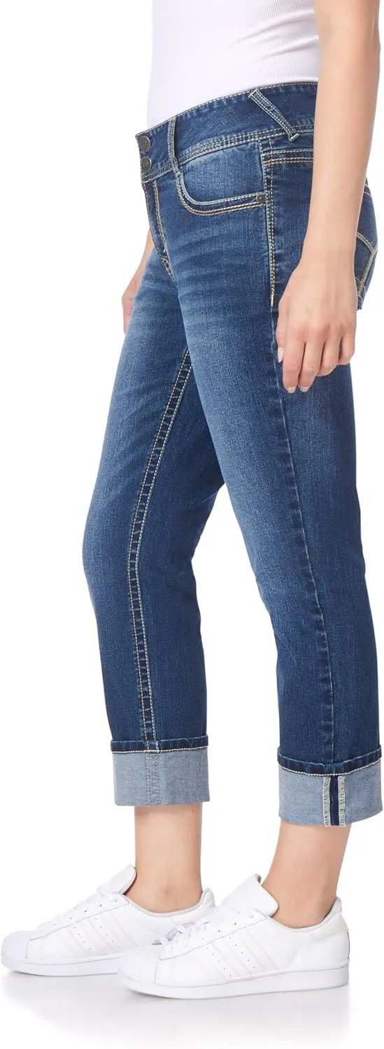 WallFlower Women's Luscious Curvy 23.5'' Crop Mid-Rise Insta Stretch Juniors (Standard and Plus)