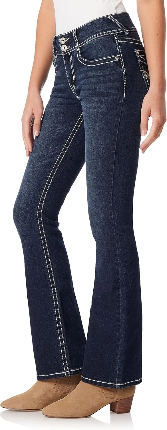 WallFlower Women's Luscious Curvy Bootcut Mid-Rise Bling Insta Stretch Juniors Jeans (Standard and Plus)