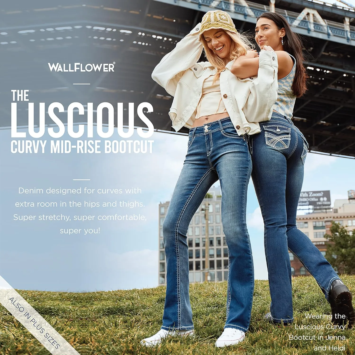 WallFlower Women's Luscious Curvy Bootcut Mid-Rise Bling Insta Stretch Juniors Jeans (Standard and Plus)