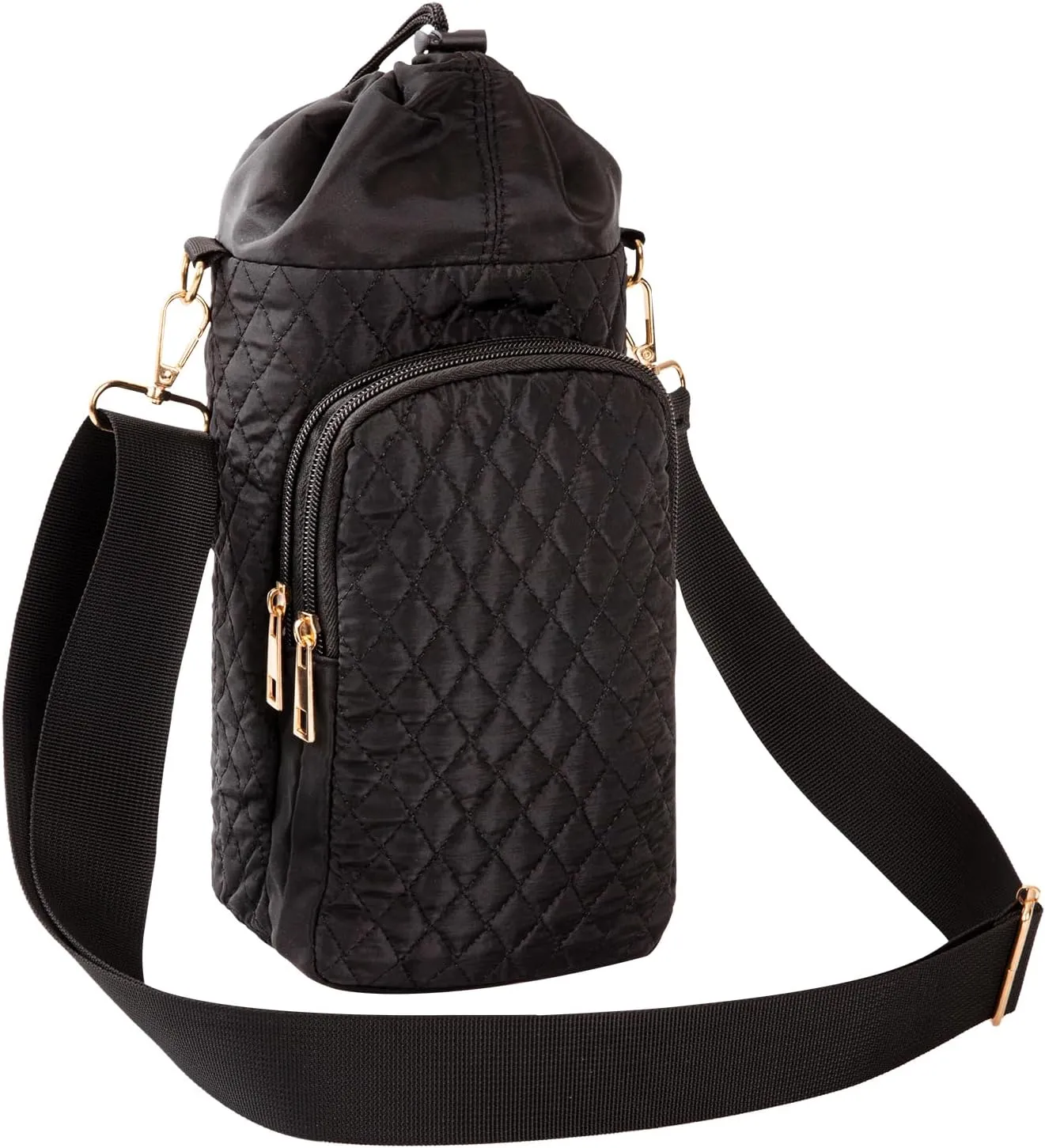 Water Bottle Carrier Bag Holder Sports Water Bottle Sling Crossbody Bag with Adjustable Strap Pockets for Men/Women