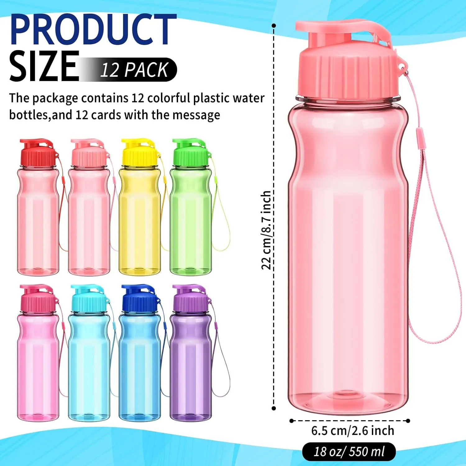 Water Bottles Bulk End of the Year Gifts for Students 18 oz Portable Sports Water Bottle Summer Graduation Student Gifts from Teacher for Kids School Classroom Prizes Goodie Bag (24)