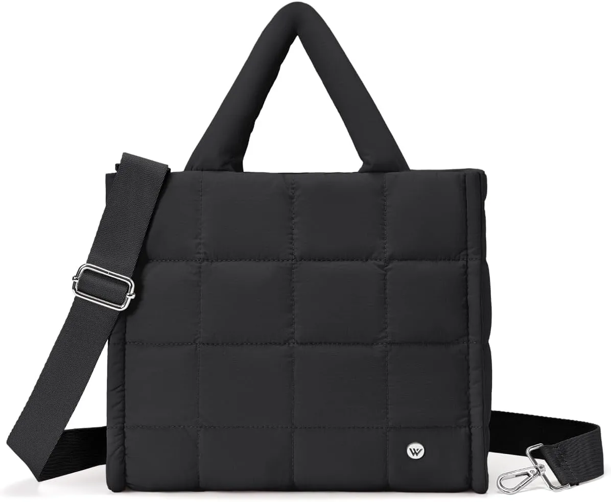 WESTBRONCO Puffer Crossbody Bags for Women Quilted Tote Bag Puffy Weekender Overnight Bag Nylon Shoulder Handbag