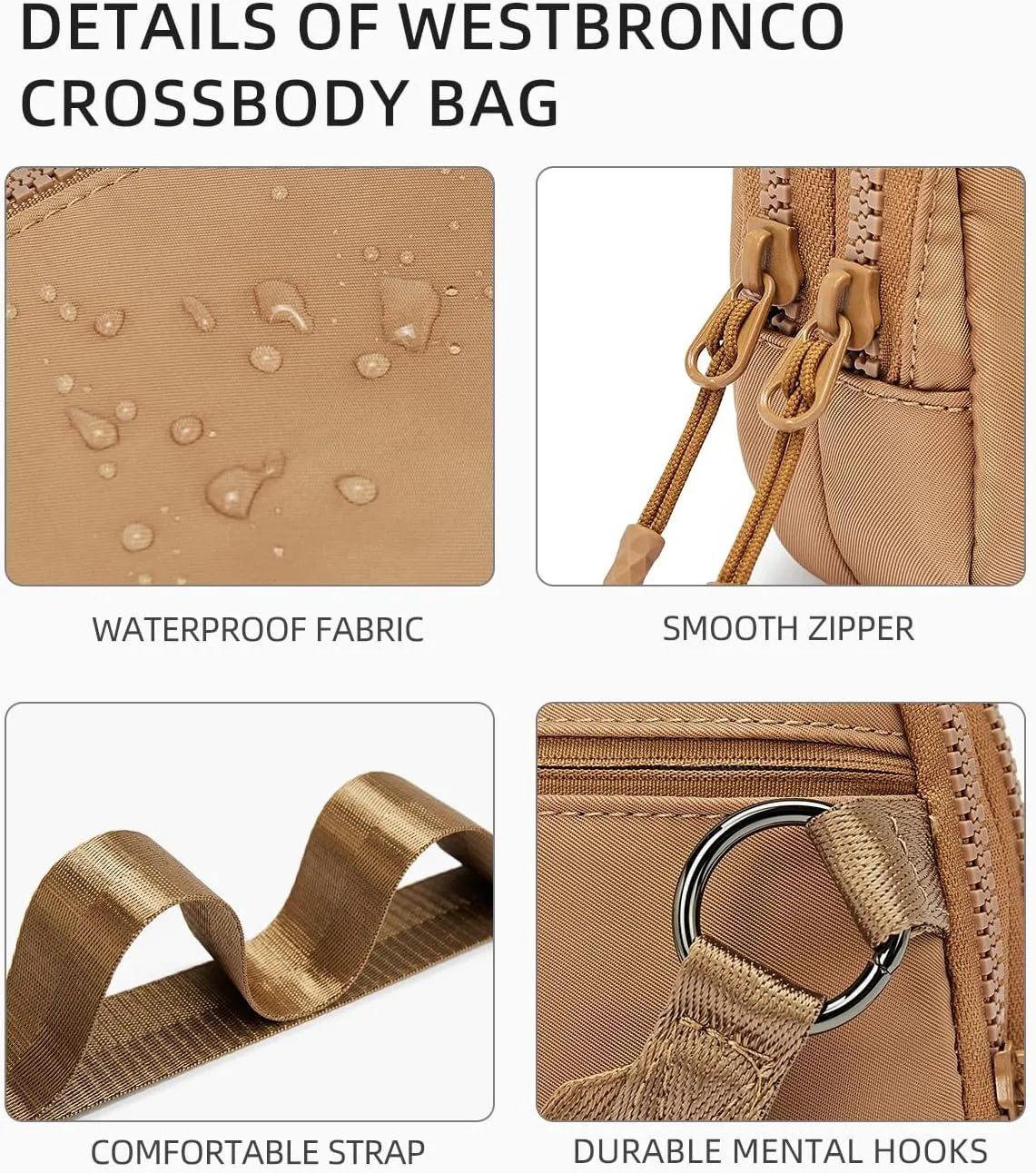 WESTBRONCO Small Crossbody Bags for Women Nylon with Adjustable Strap, Mini Crossbody Purse, Shoulder Bag Traveling Workout
