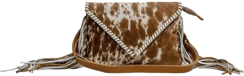 Western Leather Shoulder Bag for Women - Upcycled Hairon Crossbody Bag With Tassel