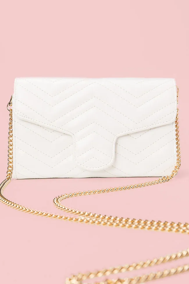 White Chevron Crossbody Purse SALE